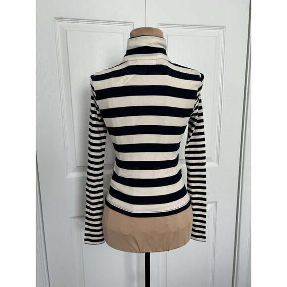 Madewell Crop Turtleneck Sweater Stripe Nautical Classic Navy/Cream Sz XXS - Picture 7 of 15